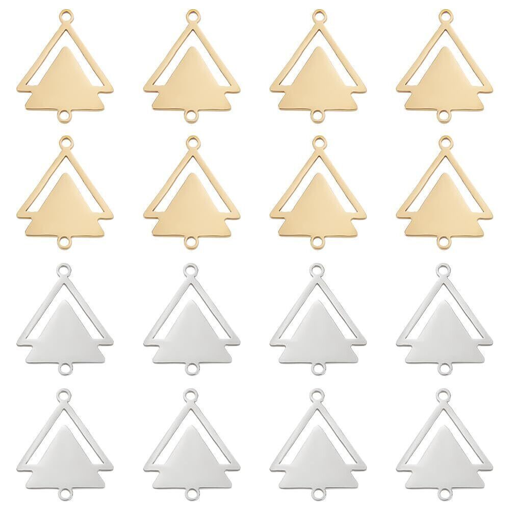 9173 16pc 2-Color Triangle Pendants 201 Stainless Steel Connector Charms